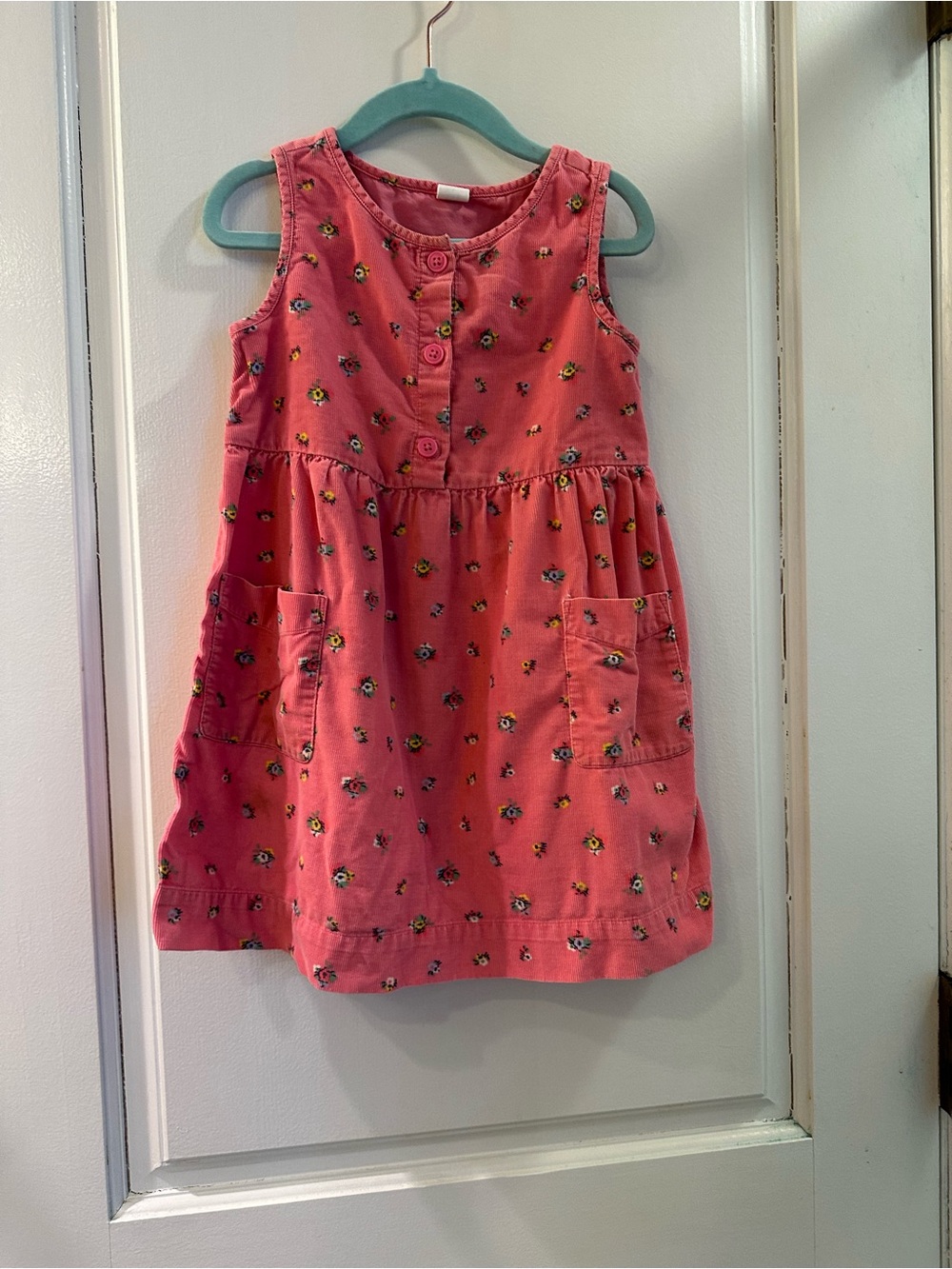 Gap-Girls Coral Pink Floral Pocket Dress